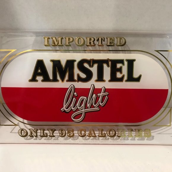 Vintage Amstel Light Imported Beer Sign, 18 x 10 Plastic, Preowned - Picture 1 of 2